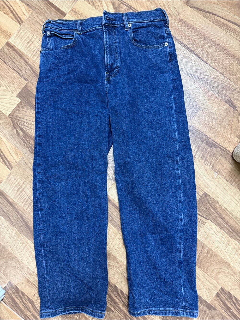 Everlane High-Rise Wide-Leg Jeans in Deep Blue Denim